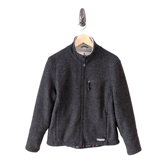 Woolrich Jacket Womens Small 100% Wool Full Zip Dark Gray Onyx Heather - Picture 1 of 14